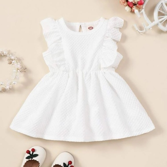 Other - 9-12 month Baby Girl Ruffle Trim Keyhole Back Textured
Dress